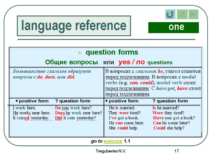 Tregubenko N.V. 17 language reference  one question forms  Общие вопросы  
